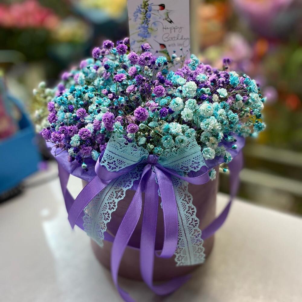 Цветы в коробке гипсофила Цветы в коробке гипсофила