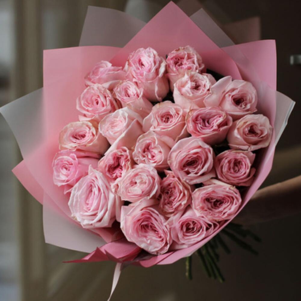 Букет из 25 пионовидных роз Пинк Охара