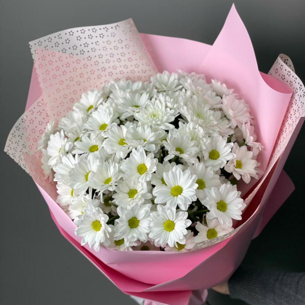 Белые хризантемы 5 веток